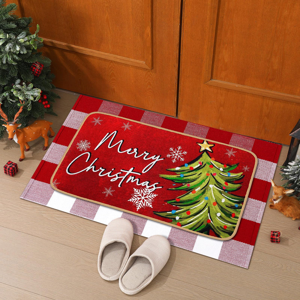 Tinideya Christmas door mat set displayed at front porch