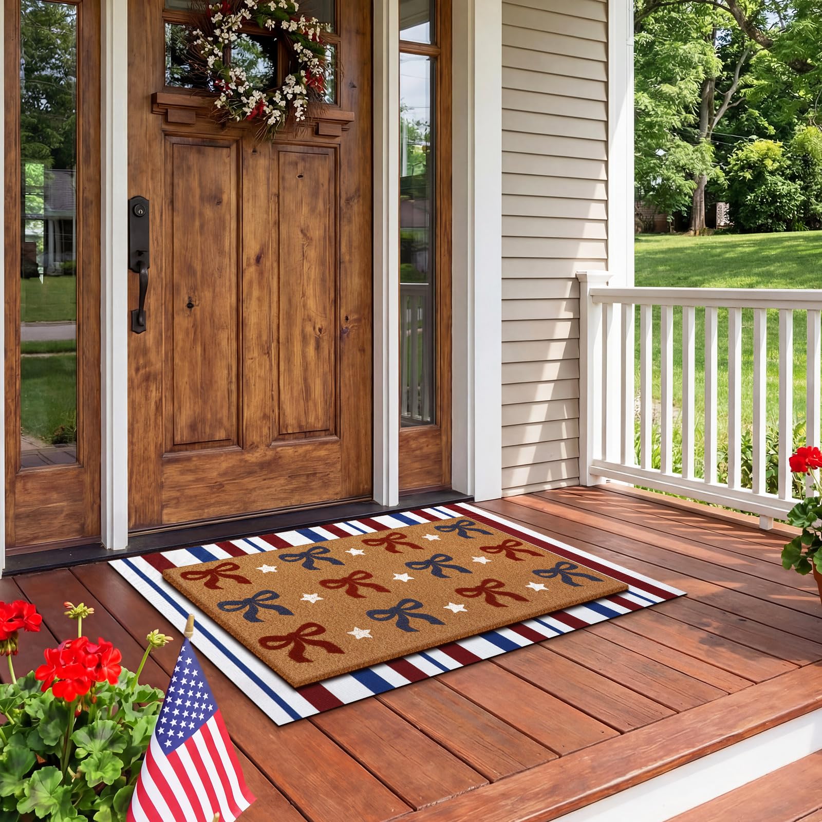 Tinideya doormat in a winter setting, inviting entrance