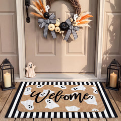 Tinideya Halloween Door Mat Set, front view with ghost design