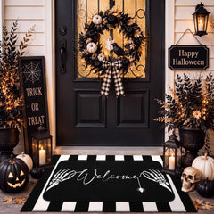 Tinideya Halloween door mat with skull design front view