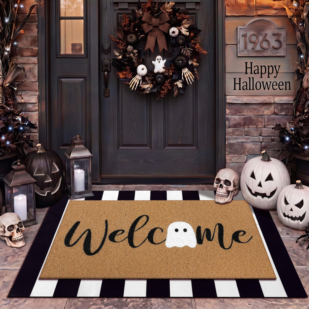 Tinideya Halloween Ghost Doormat Set, 2 pcs front view