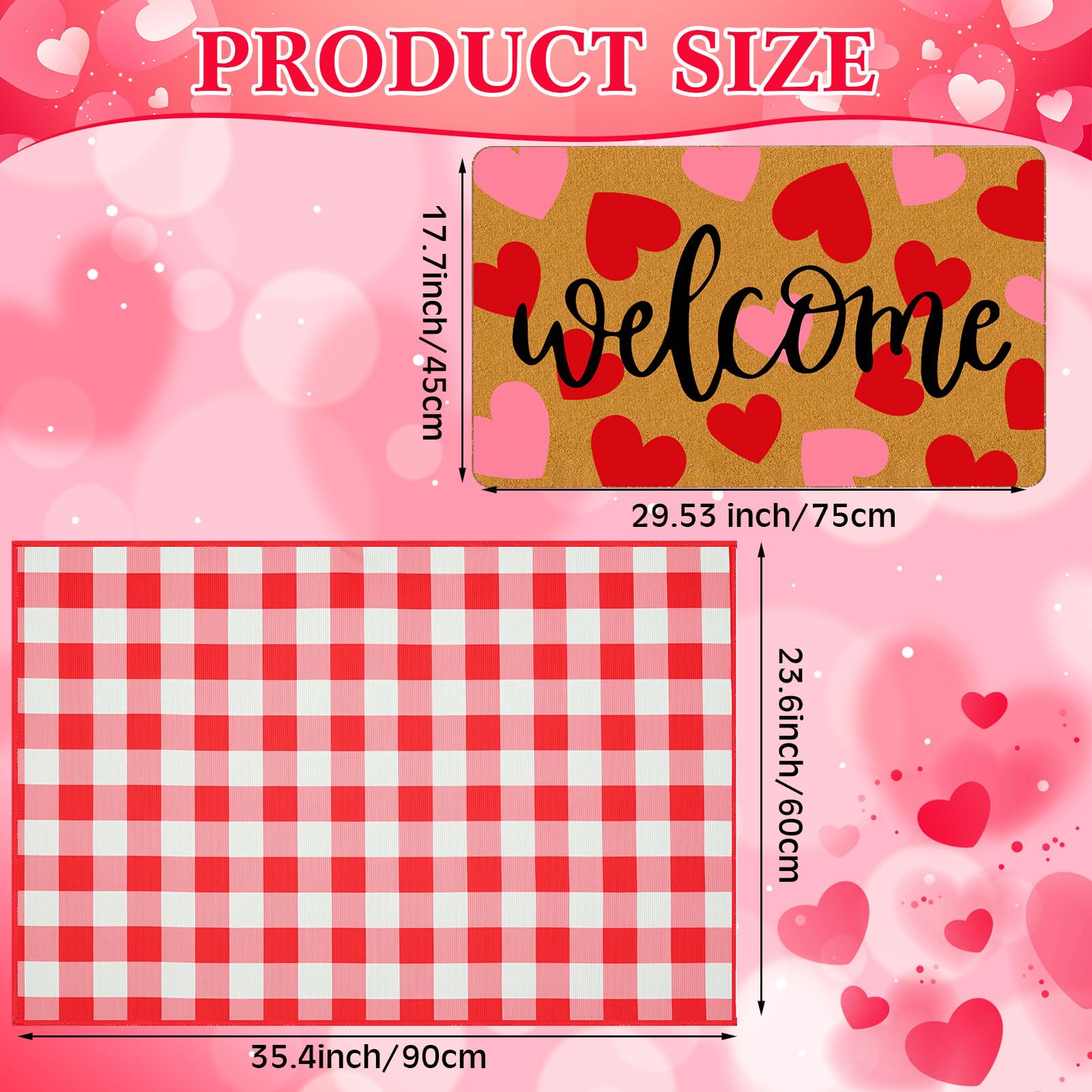 Tinideya plaid doormat in red and black checkered pattern