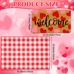 Tinideya plaid doormat in red and black checkered pattern