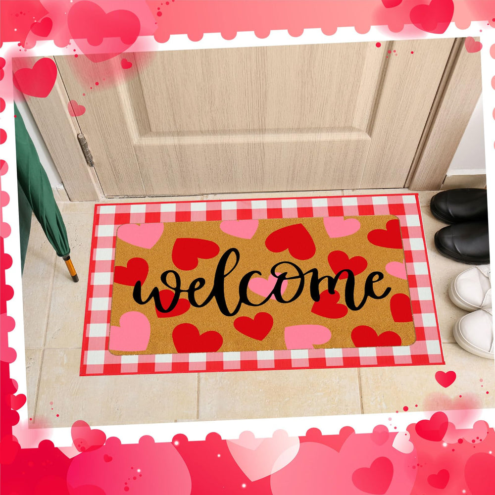 Tinideya plaid doormat on a wooden floor