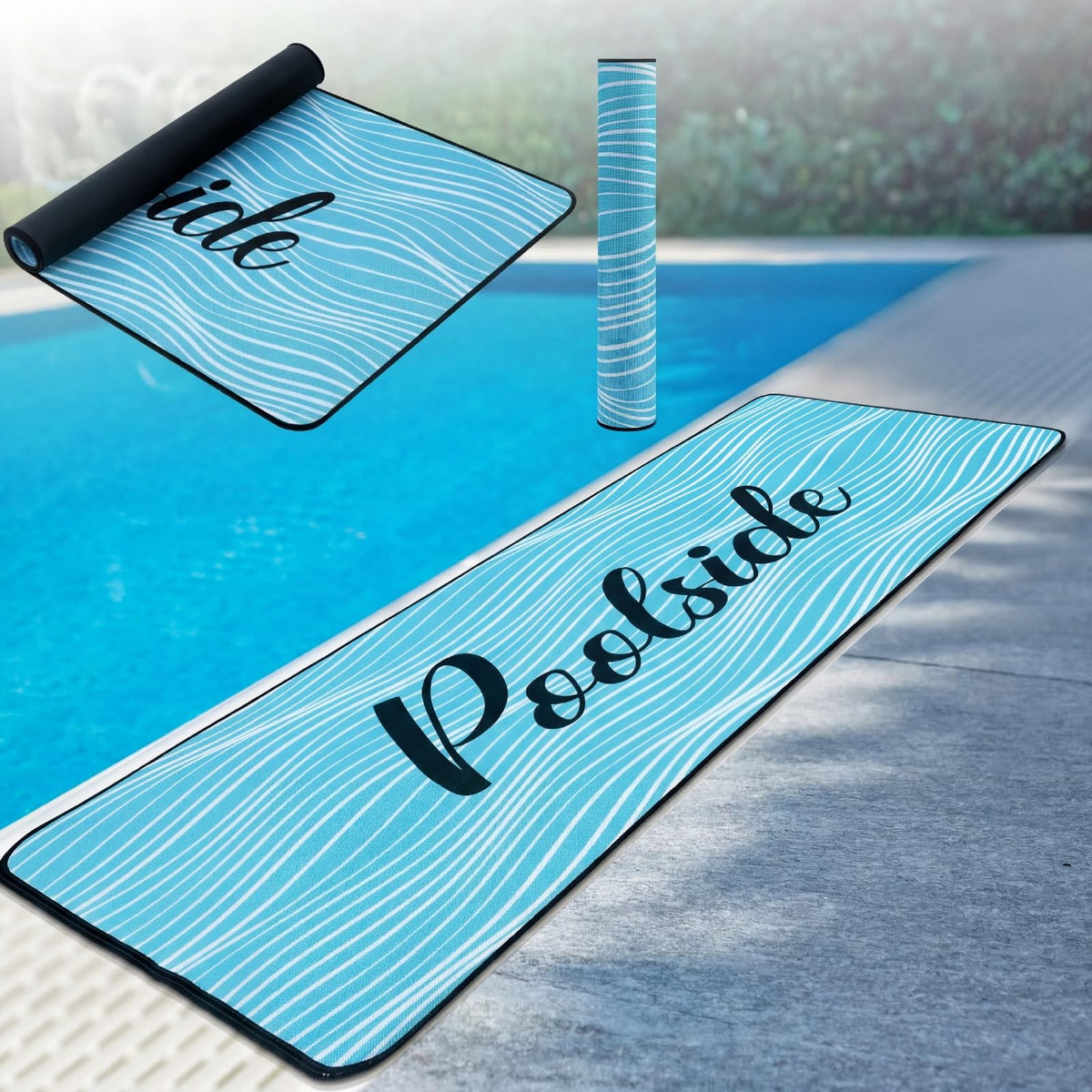 Tinideya Pool Deck Mat blue with summer design front view