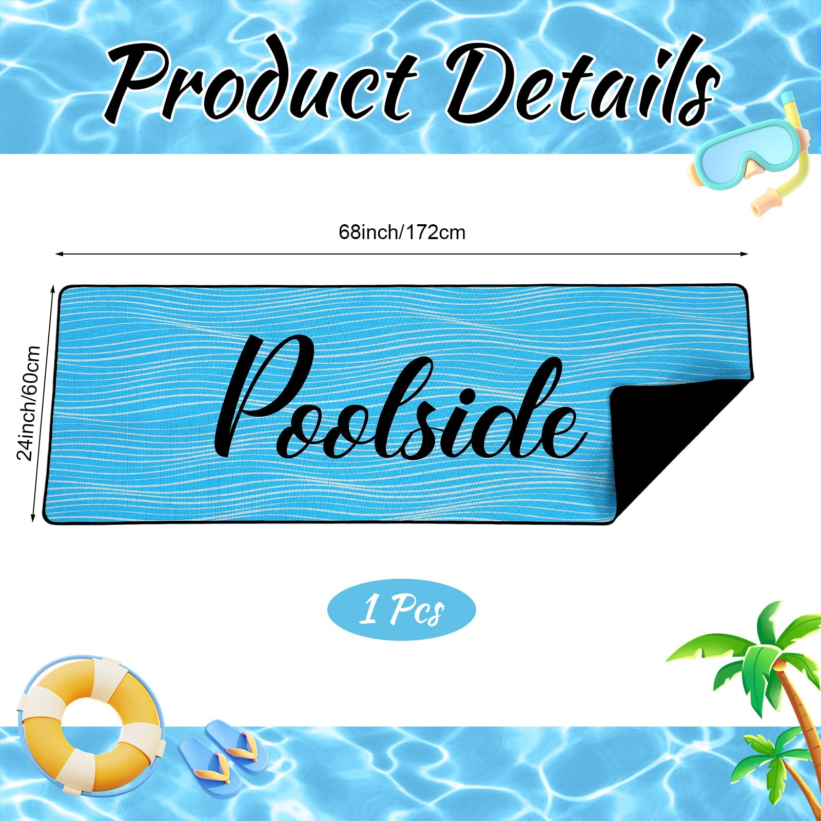 Tinideya Pool Deck Mat non-slip rubber bottom close-up
