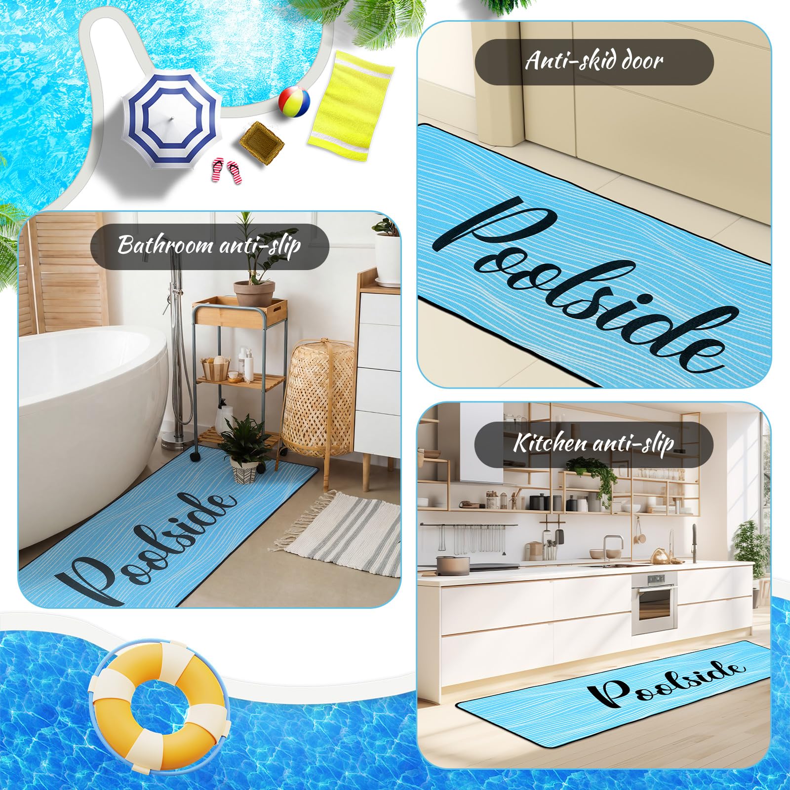 Tinideya Pool Deck Mat under flower pots