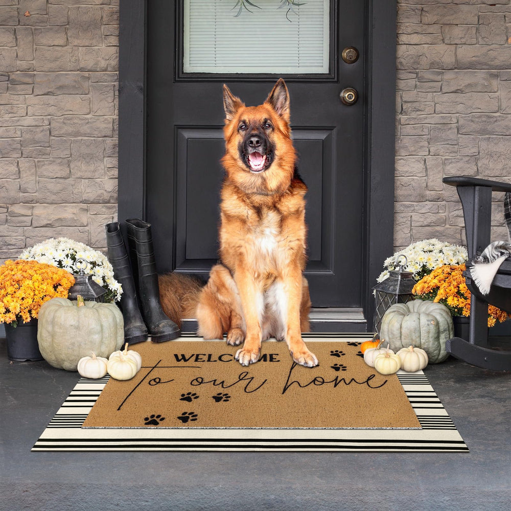 Tinideya welcome mat on a patio floor