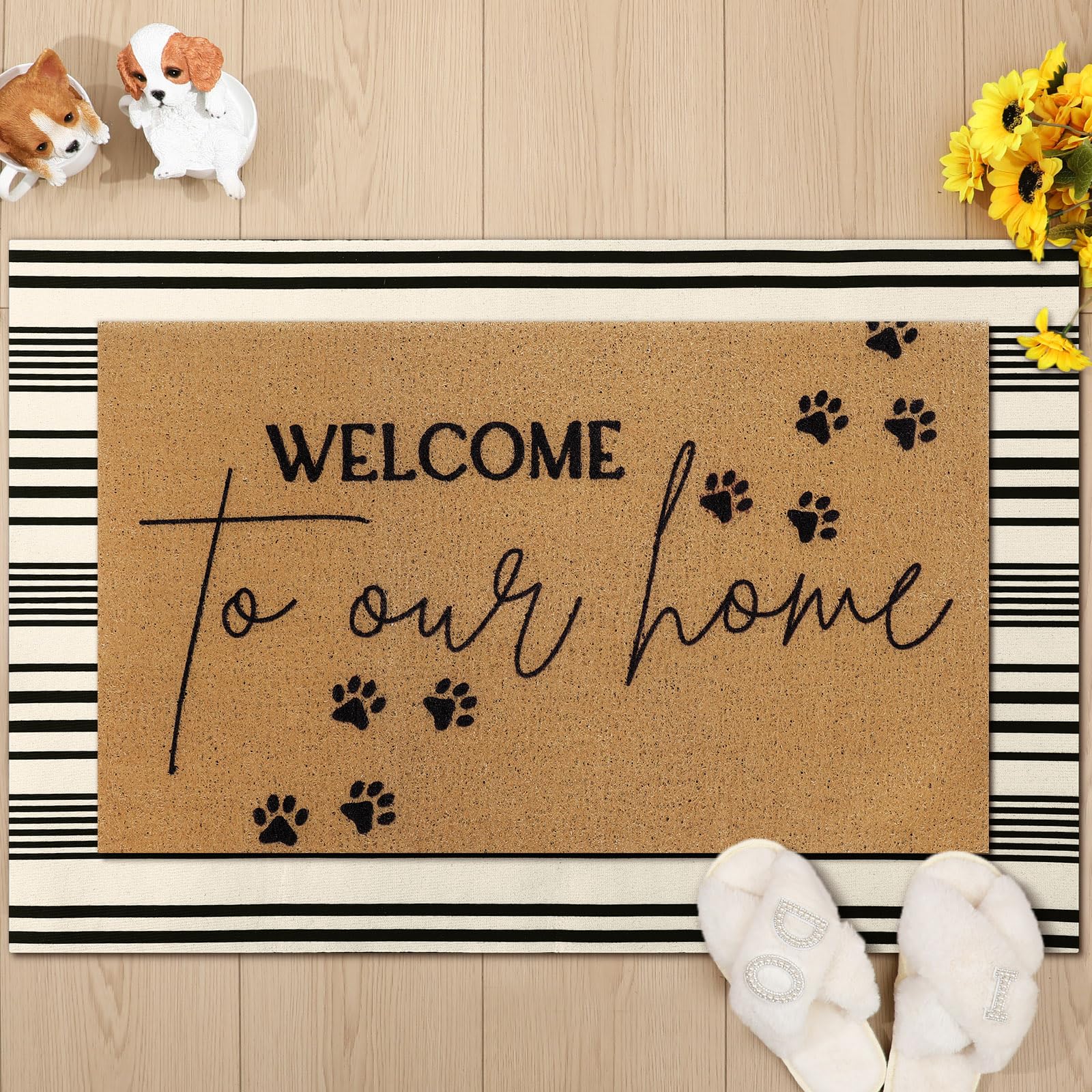 Tinideya welcome mats showcasing the double layer effect