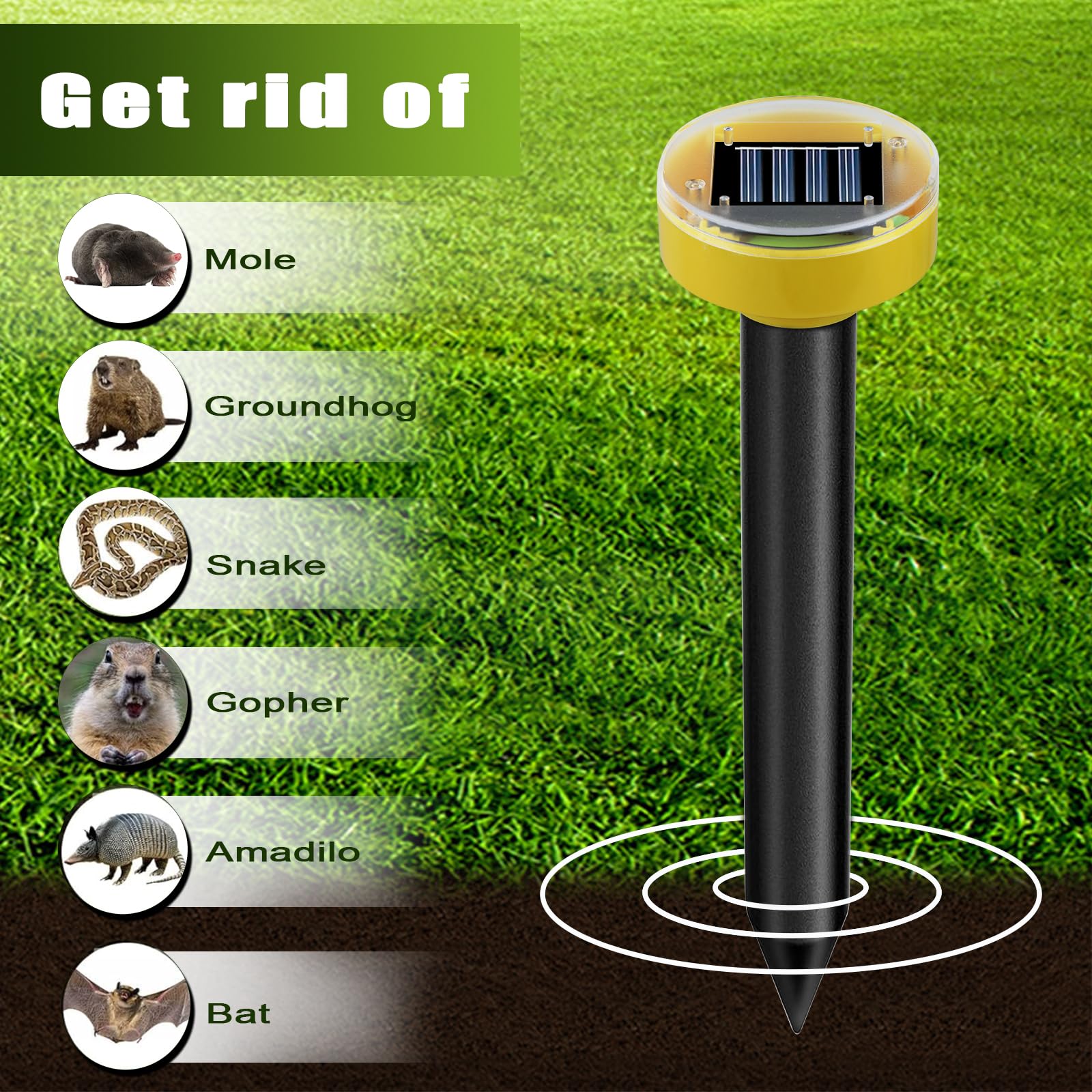 Tirgo solar mole repellent installation in a garden