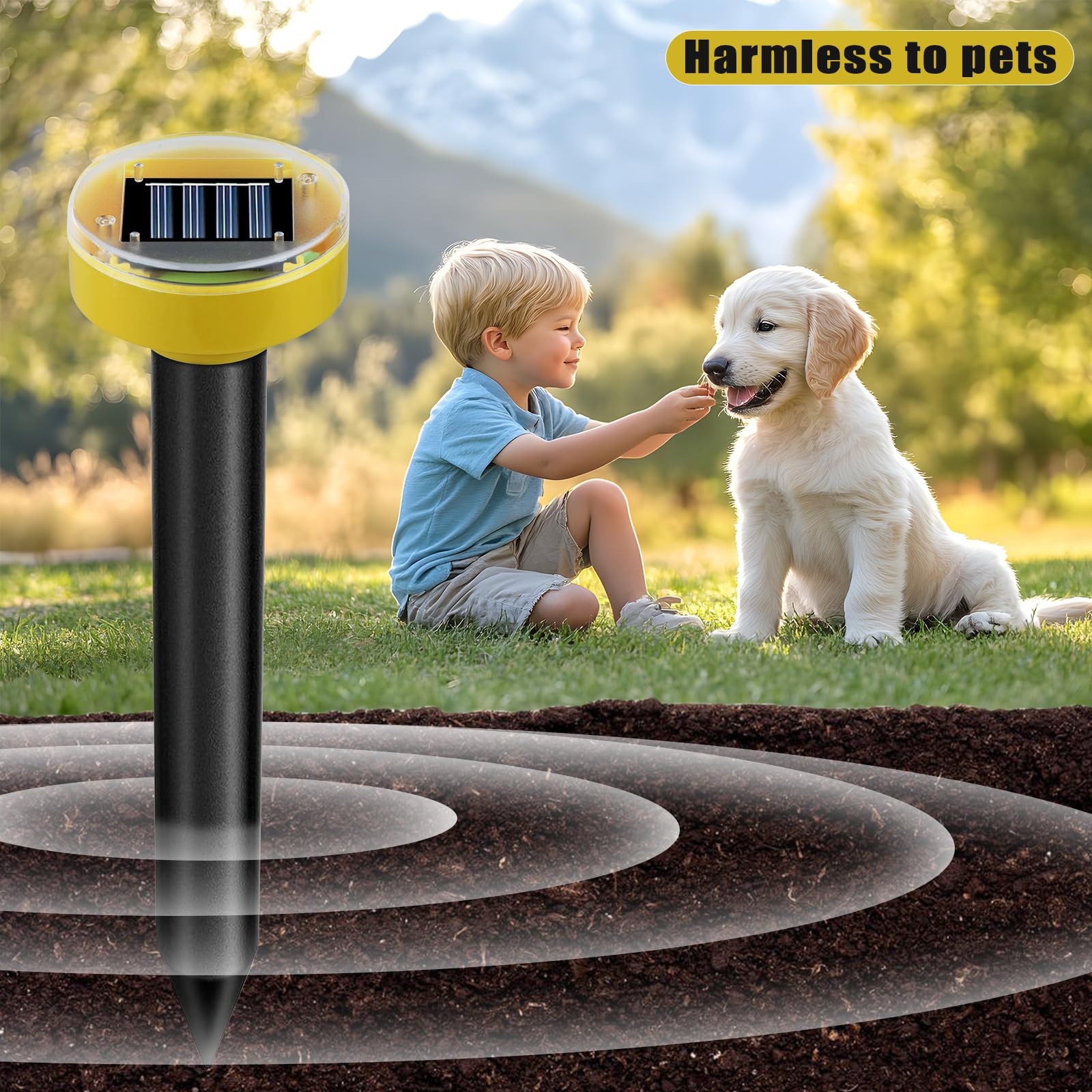 Tirgo solar mole repellent package dimensions displayed