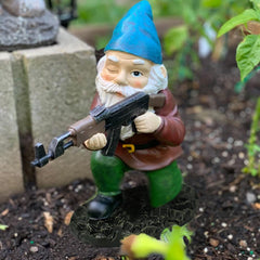 Tirifer Garden Gnome with Gun, front view