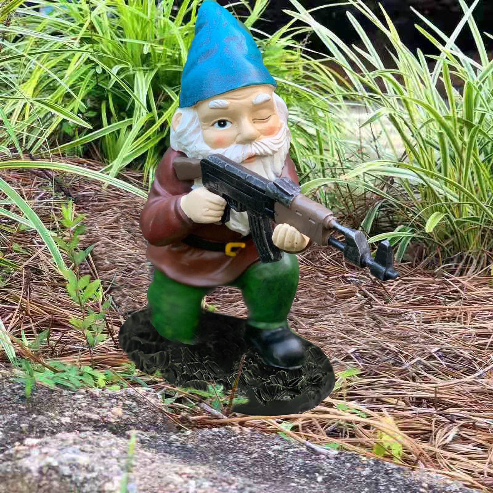 Tirifer Military Gnome in garden setting
