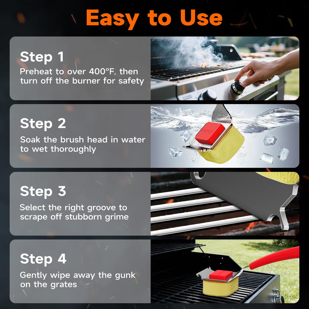 TISHI HERY Grill Brush with details on high-density Kevlar fiber construction
