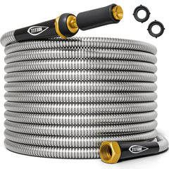 Titan 75FT garden hose stainless steel front view