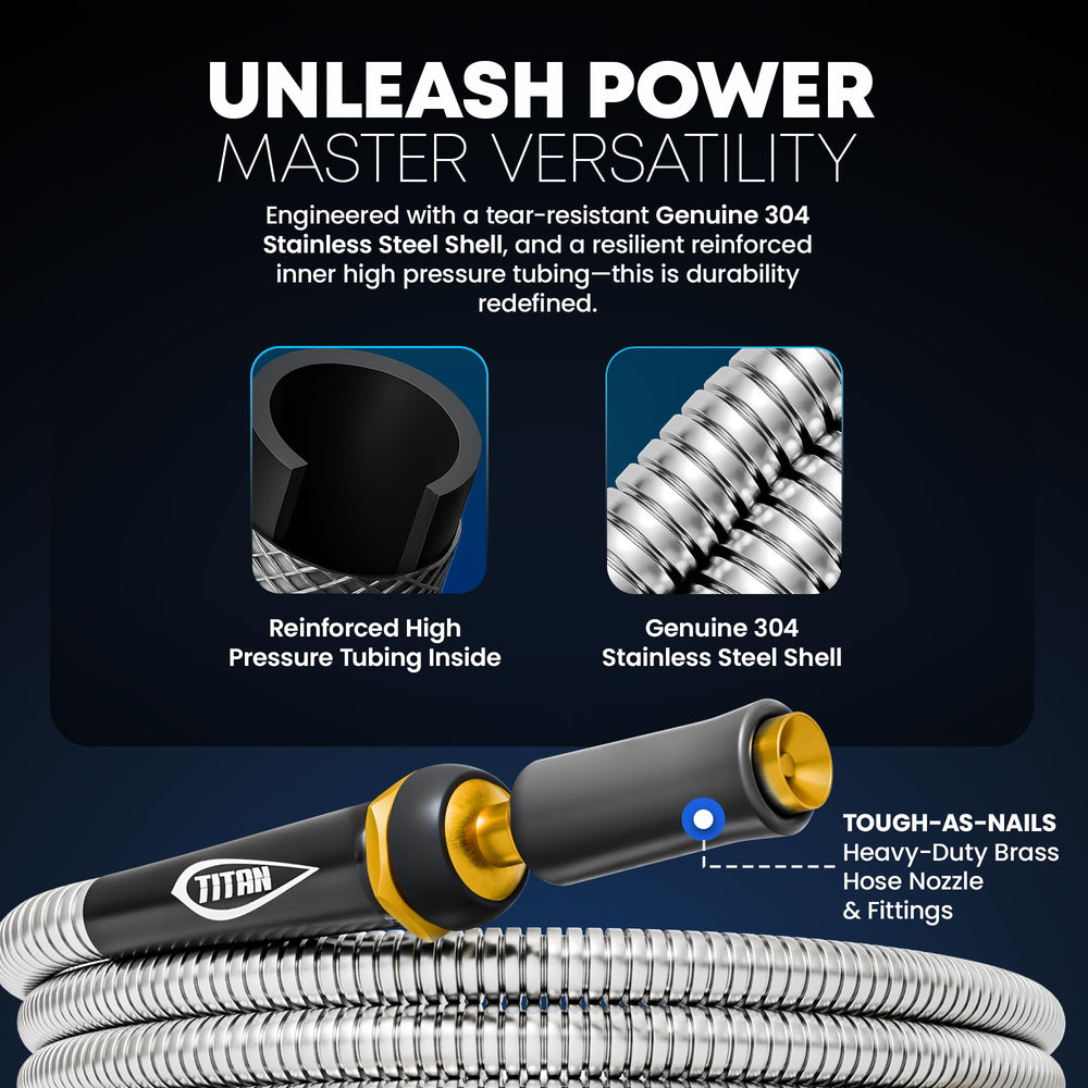 Titan Garden Hose 15FT coiled for easy storage