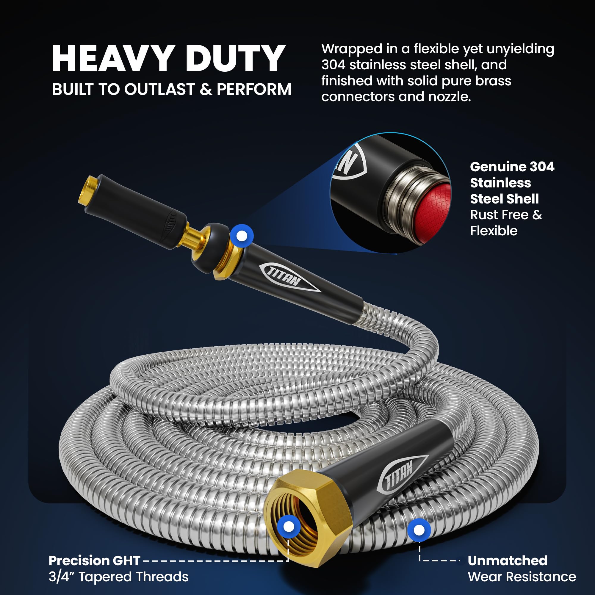Titan Garden Hose stainless steel outer shell detail