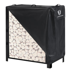 TITANCOVERS 4FT Firewood Rack Cover in black, front view
