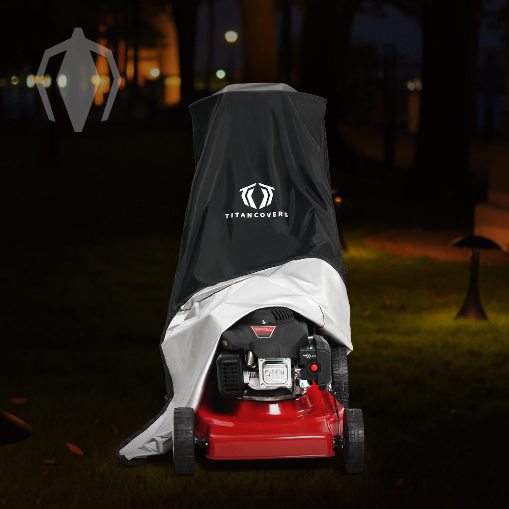 TITANCOVERS cover showcasing compatibility with various mower brands