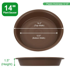 TITE 14 inch plant saucer, brown, side view