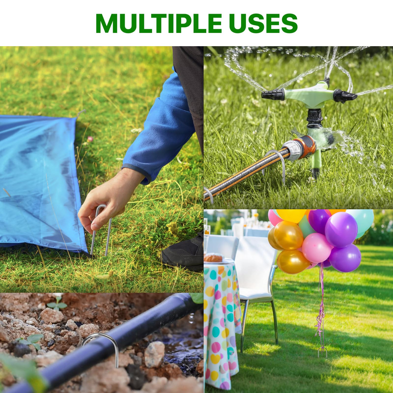 TiTifield U Shape Garden Stakes 50 Pack on a garden bed