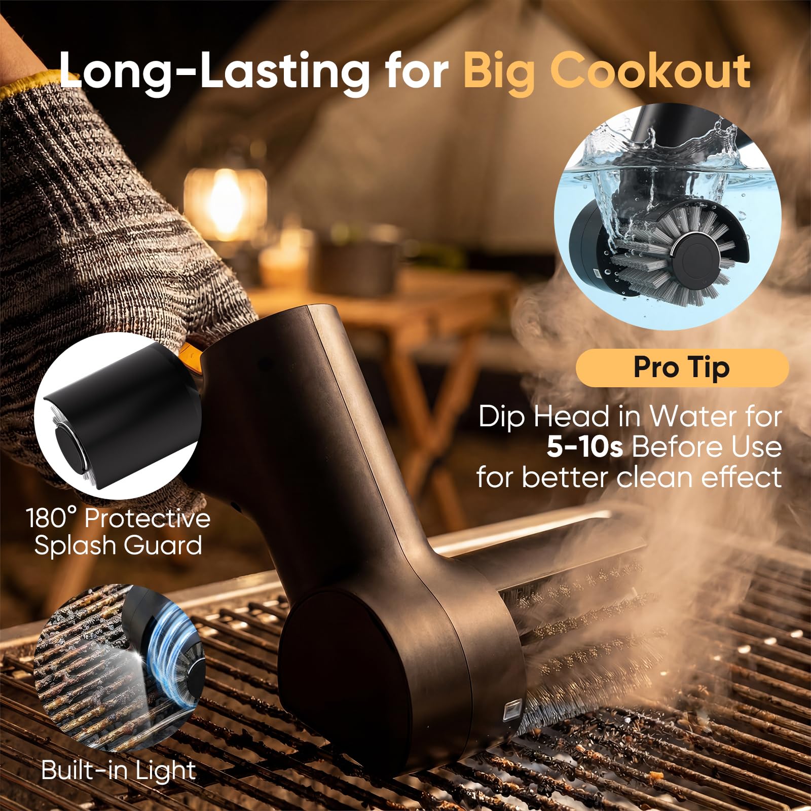 TITIUNCLE Electric Grill Cleaner Brush charging cable and gloves