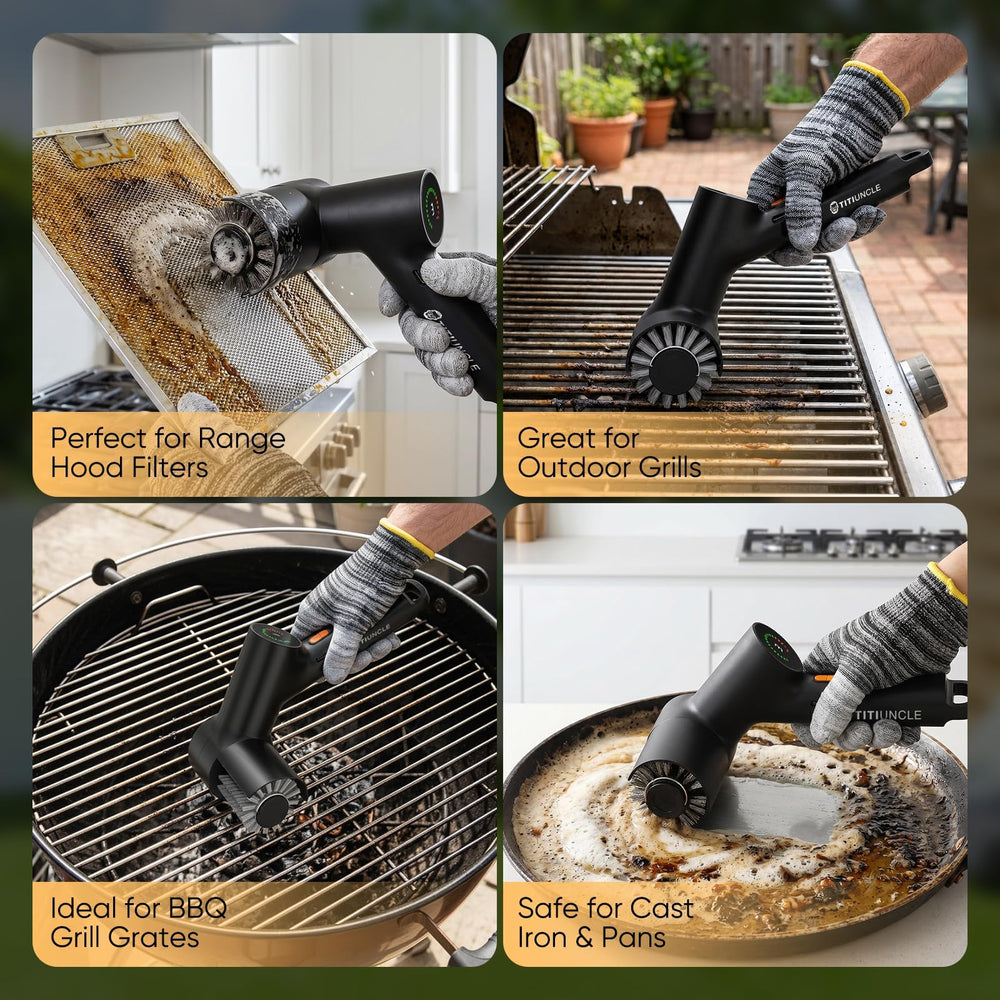 TITIUNCLE Electric Grill Cleaner Brush in action on grill