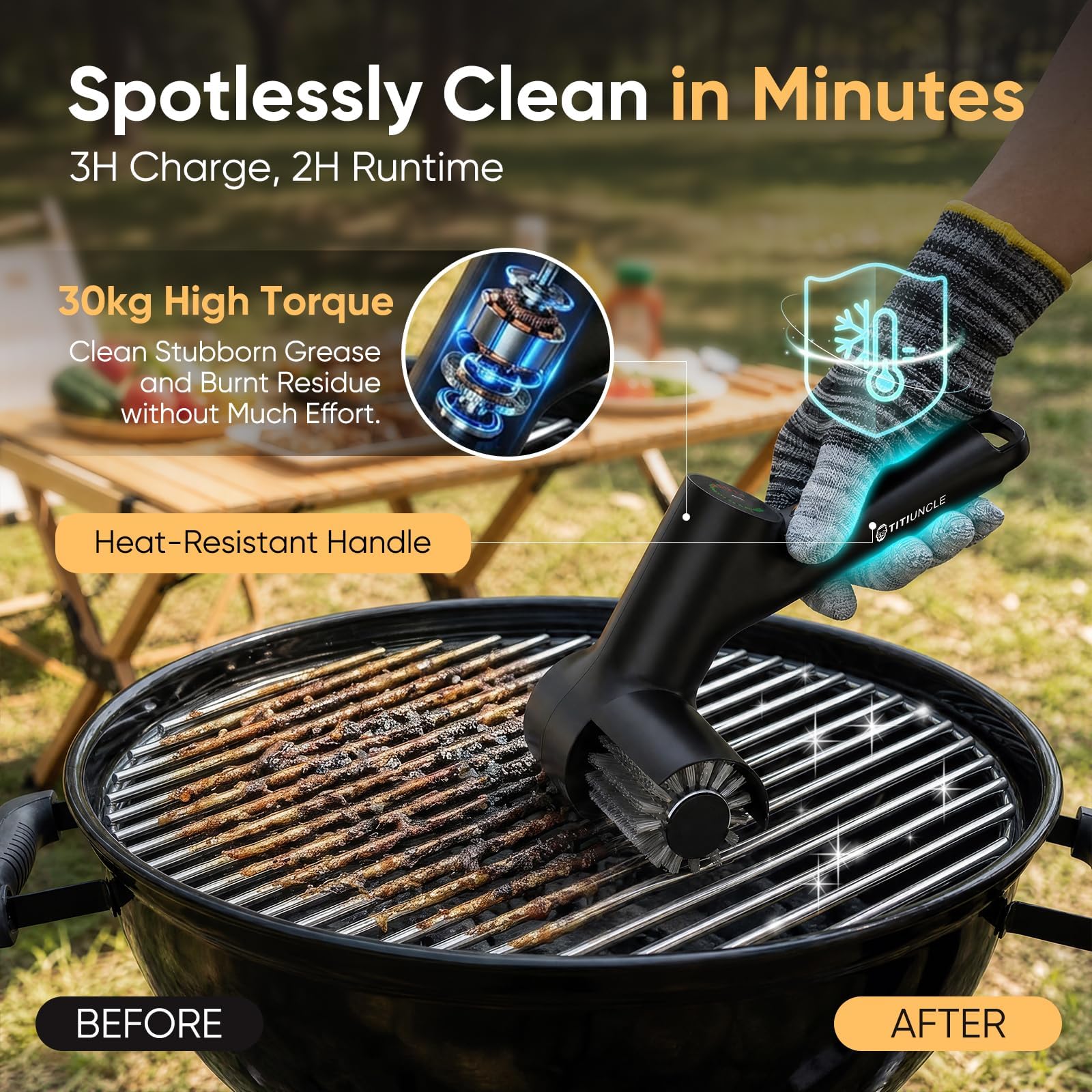 TITIUNCLE Electric Grill Cleaner Brush with accessories