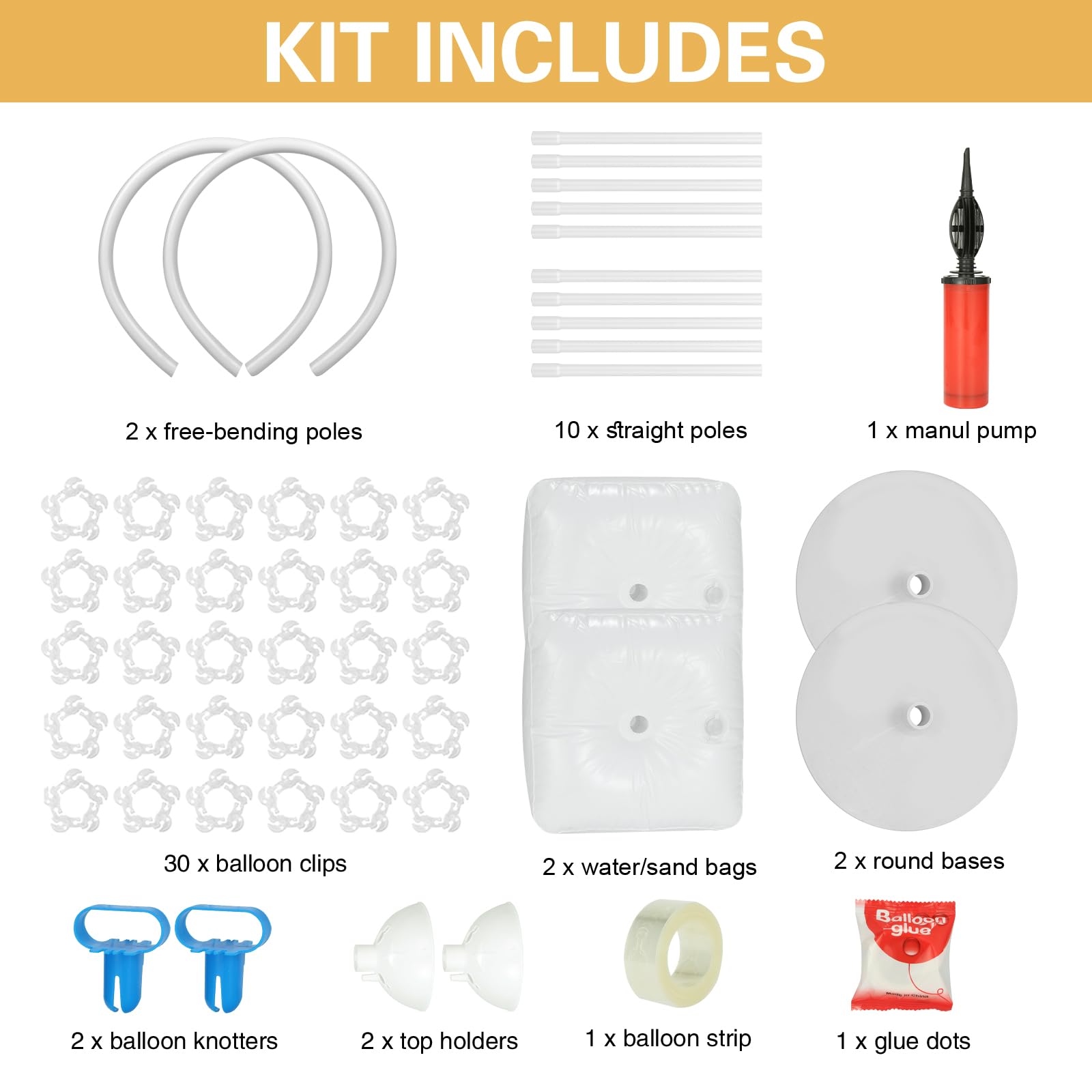 TKVAZK Balloon Arch Kit assembled at 8FT height