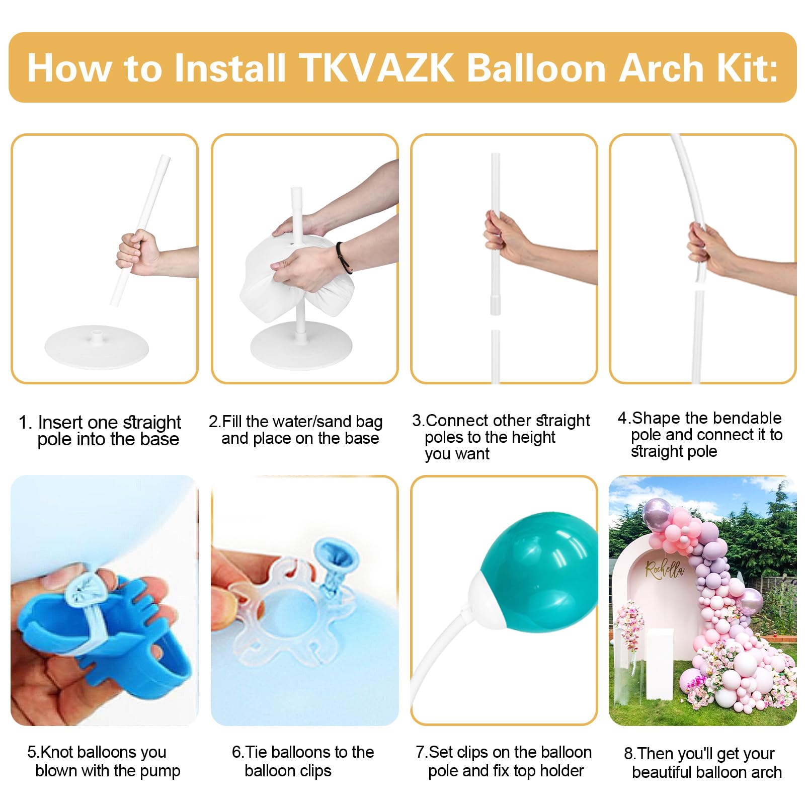 TKVAZK Balloon Arch Kit with balloons attached for decoration