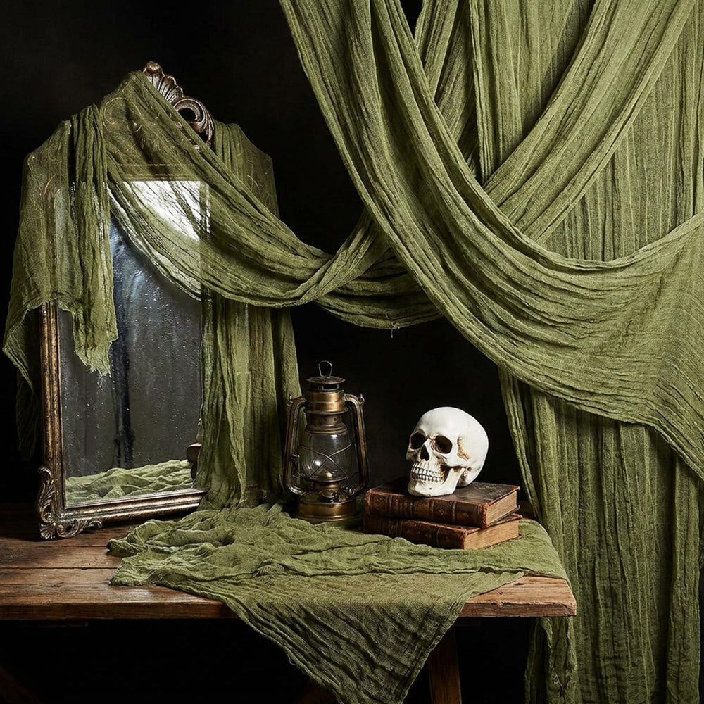 Tlswshsy Halloween Creepy Cloth 500'' x 39'' green decoration front view