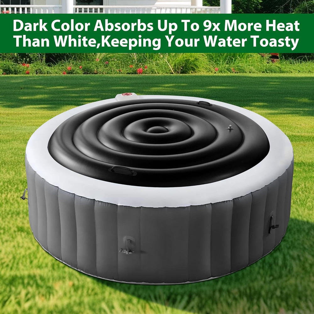 Tlswshsy Inflatable Hot Tub Cover 4.5 Ft black cover folded for storage