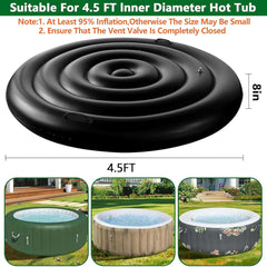 Tlswshsy Inflatable Hot Tub Cover 4.5 Ft black cover top view