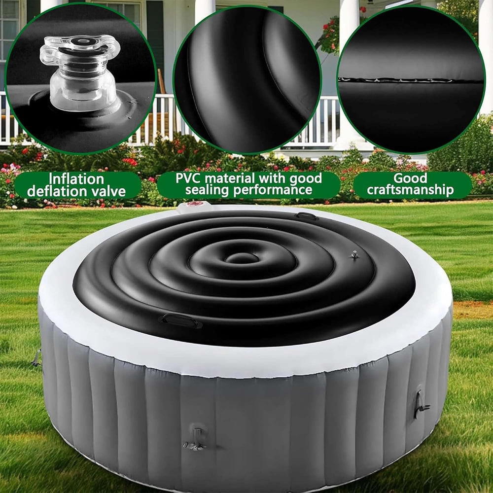Tlswshsy Inflatable Hot Tub Cover 4.5 Ft black cover with inflation nozzle