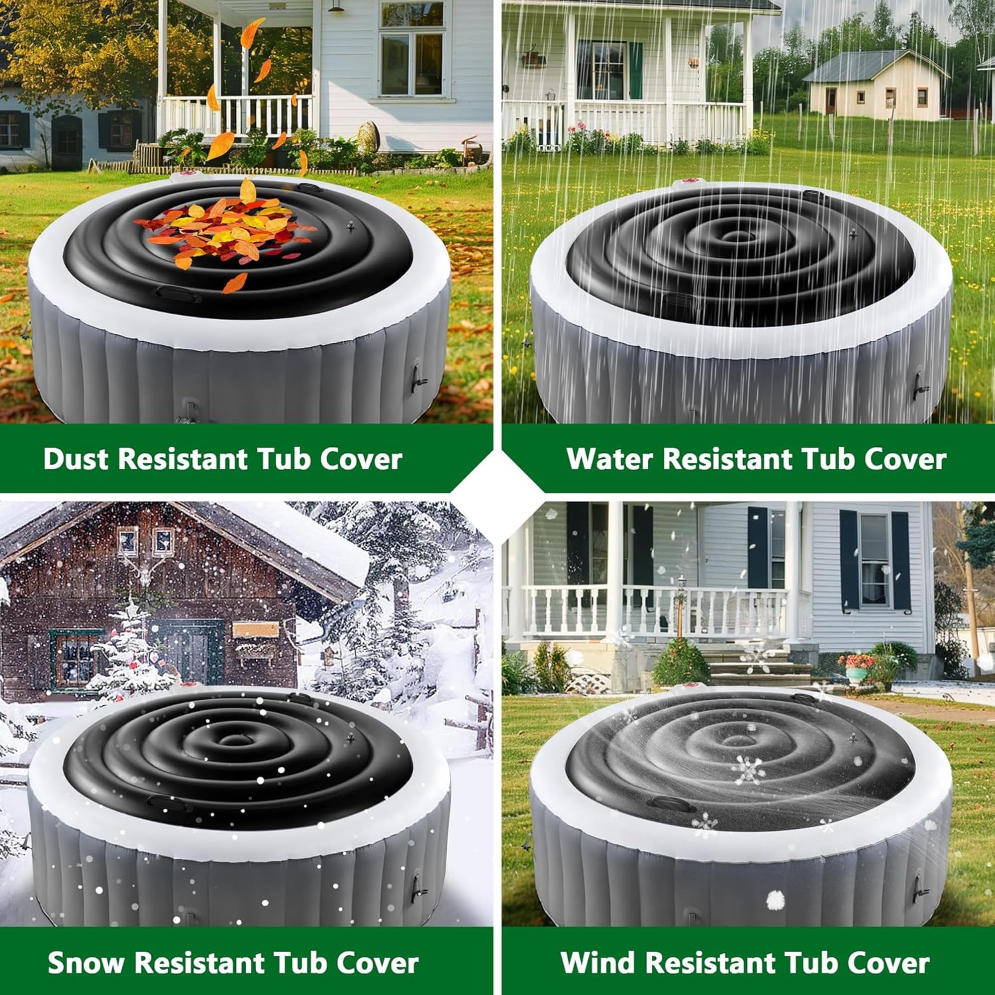 Tlswshsy Inflatable Hot Tub Cover 4.5 Ft black model displayed with measurement ruler