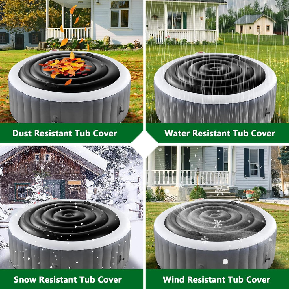 Tlswshsy Inflatable Hot Tub Cover 4.5 Ft black model displayed with measurement ruler