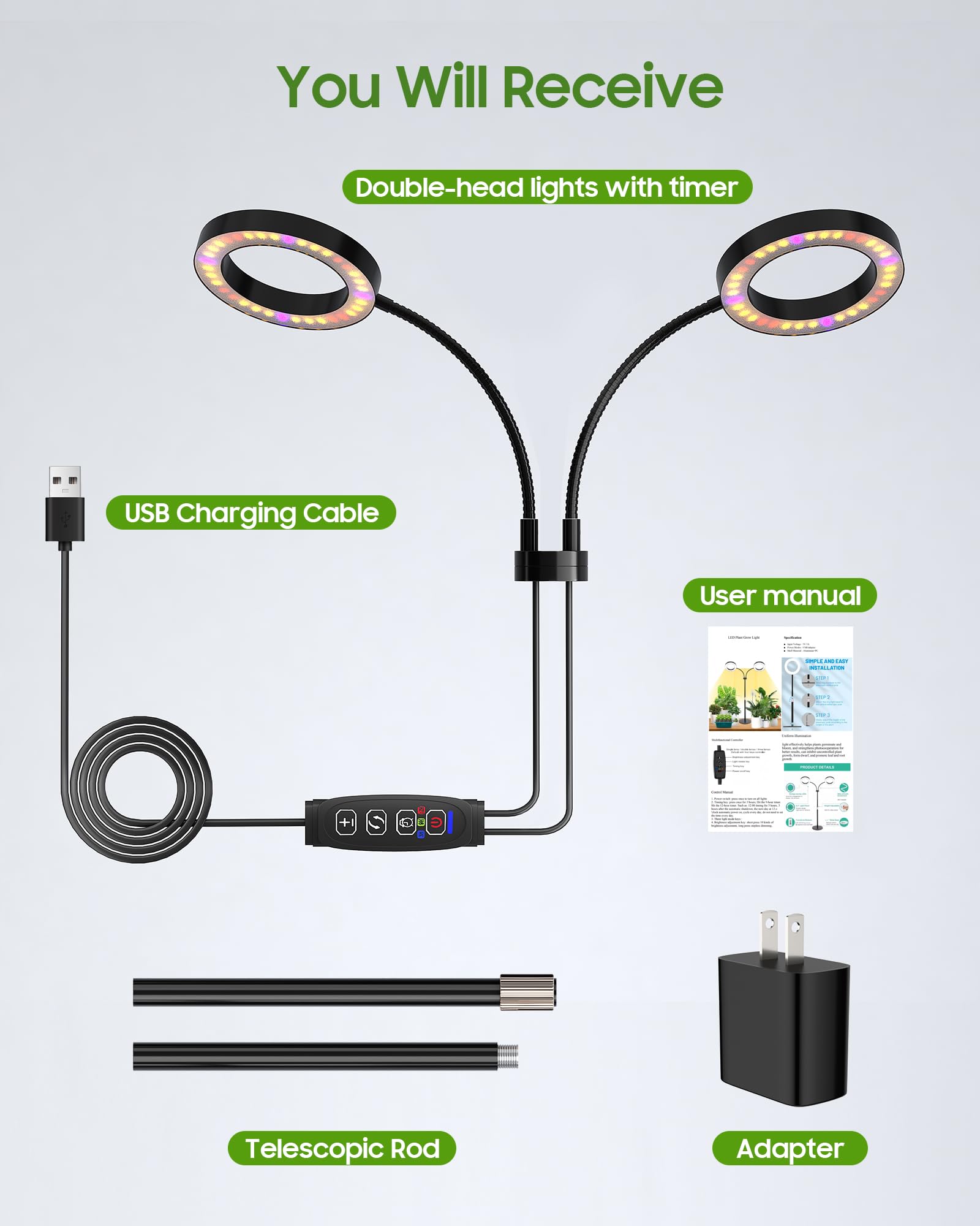 Tmsluody Grow Light showing 360-degree rotatable design