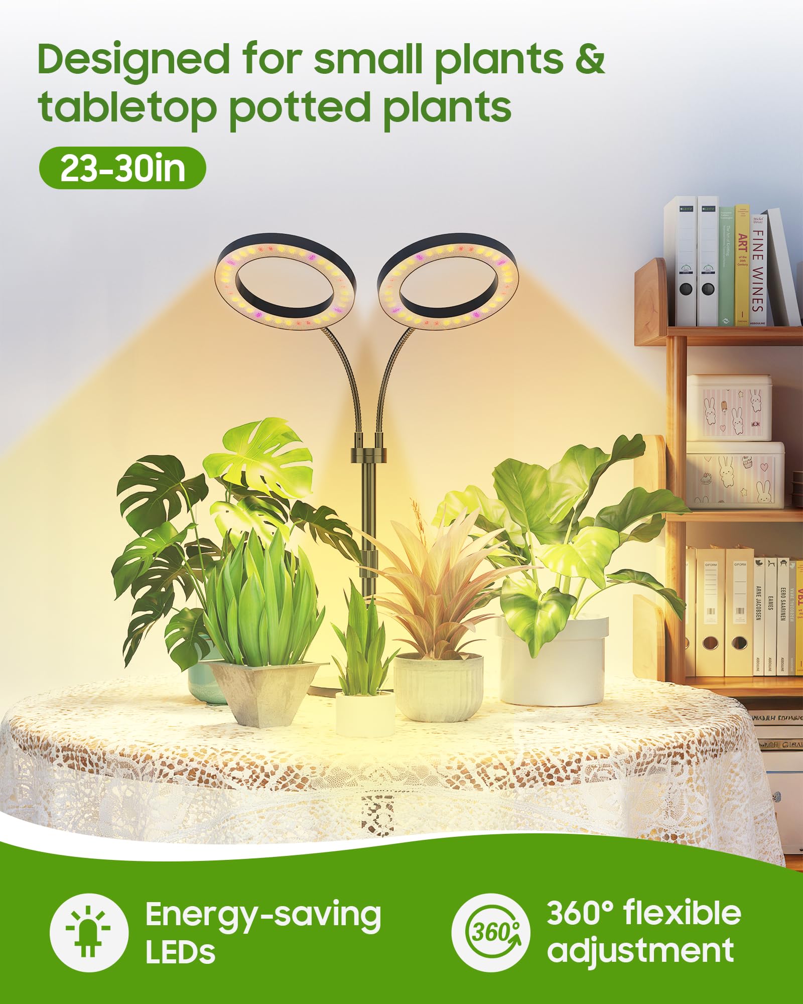 Tmsluody LED Grow Light with adjustable height and timer