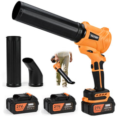 TNELTUEB Cordless Leaf Blower front view with orange finish