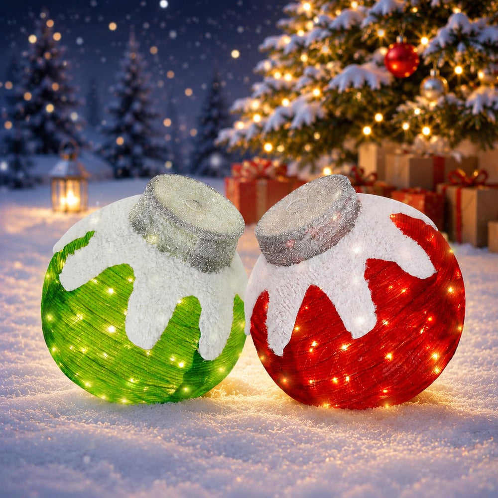 Tngan 2 Pcs Outdoor Christmas Ornaments in red and green
