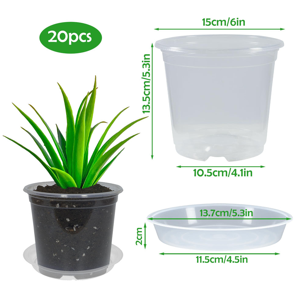 TNTIWQ 6 Inch Clear Nursery Pot with saucer