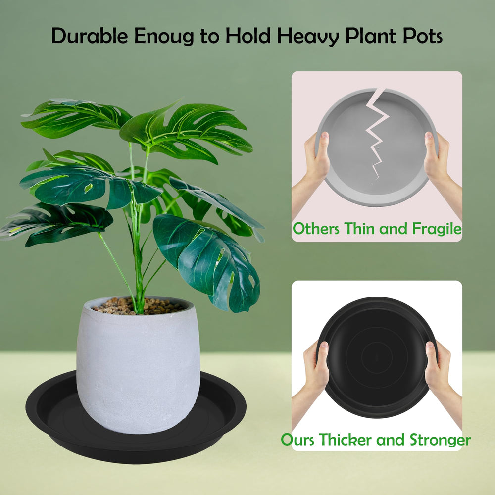 TNTIWQ 6 Inch Plant Saucer Black, outdoors on patio
