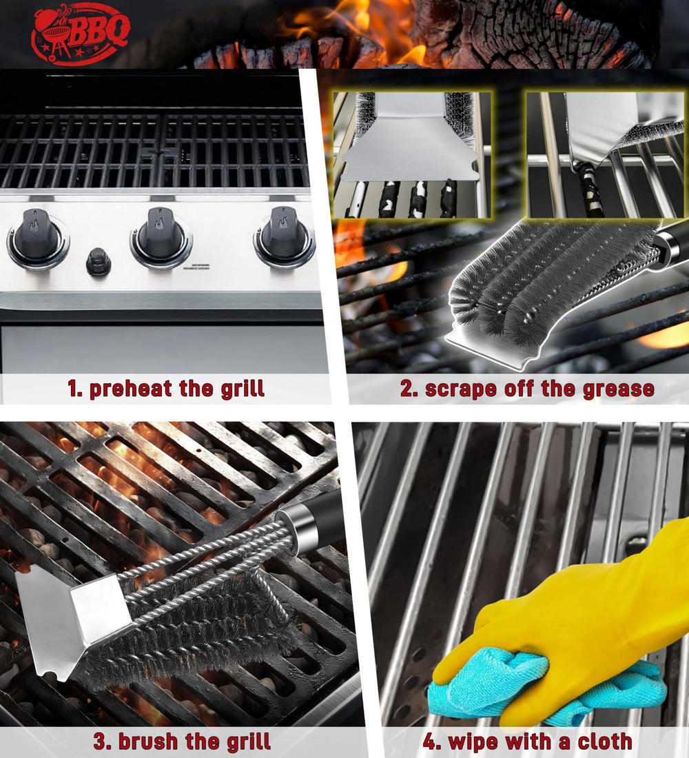 TNTOR Grill Brush in use during barbecue session