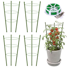 TOCCYARD 4 pack of 18-inch plant support cages in green
