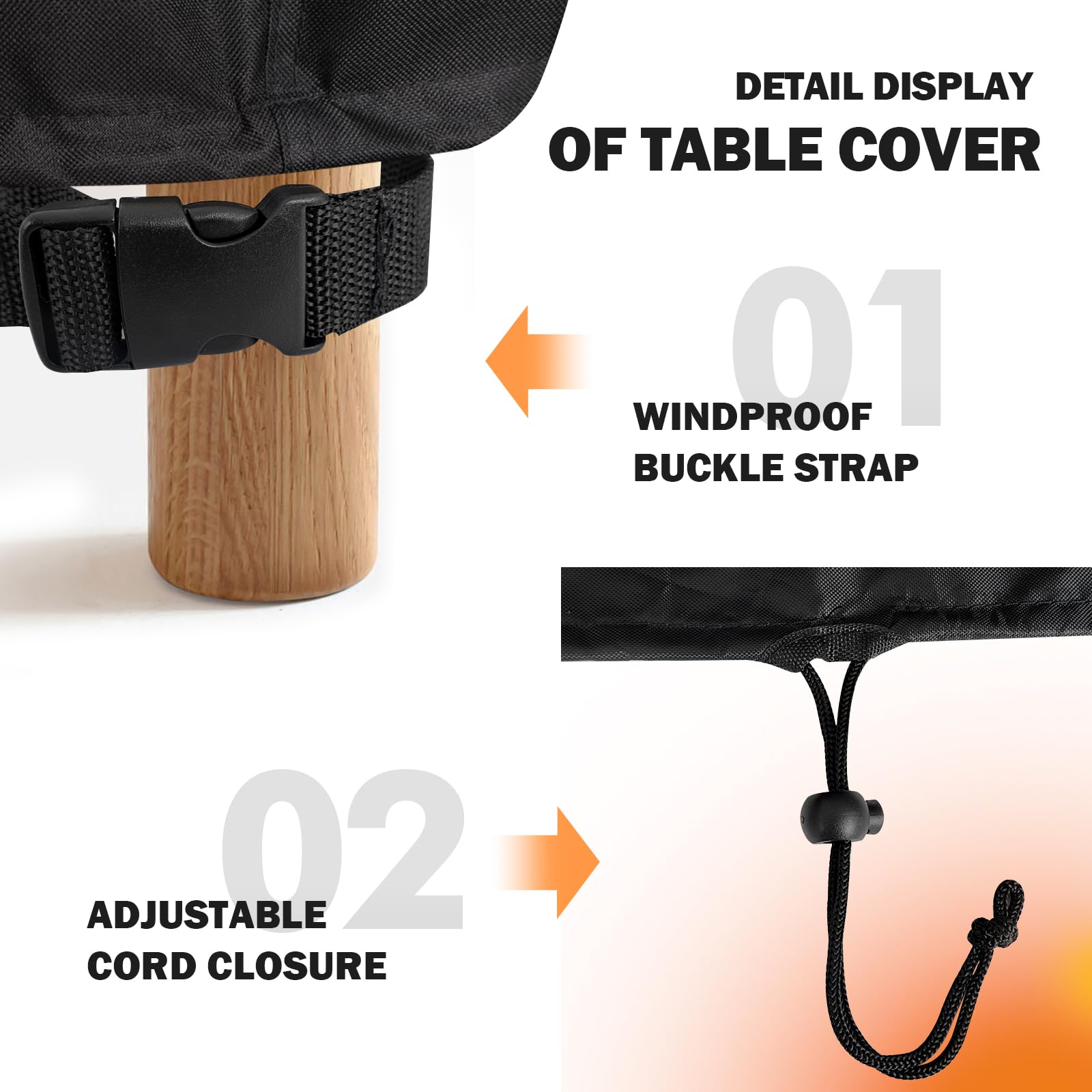 TOHONFOO Square Patio Table Cover folded for storage