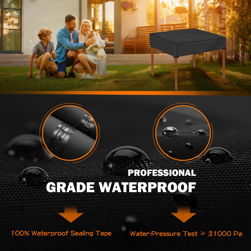 TOHONFOO Square Patio Table Cover side view showing waterproof fabric
