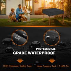 TOHONFOO Square Patio Table Cover side view showing waterproof fabric