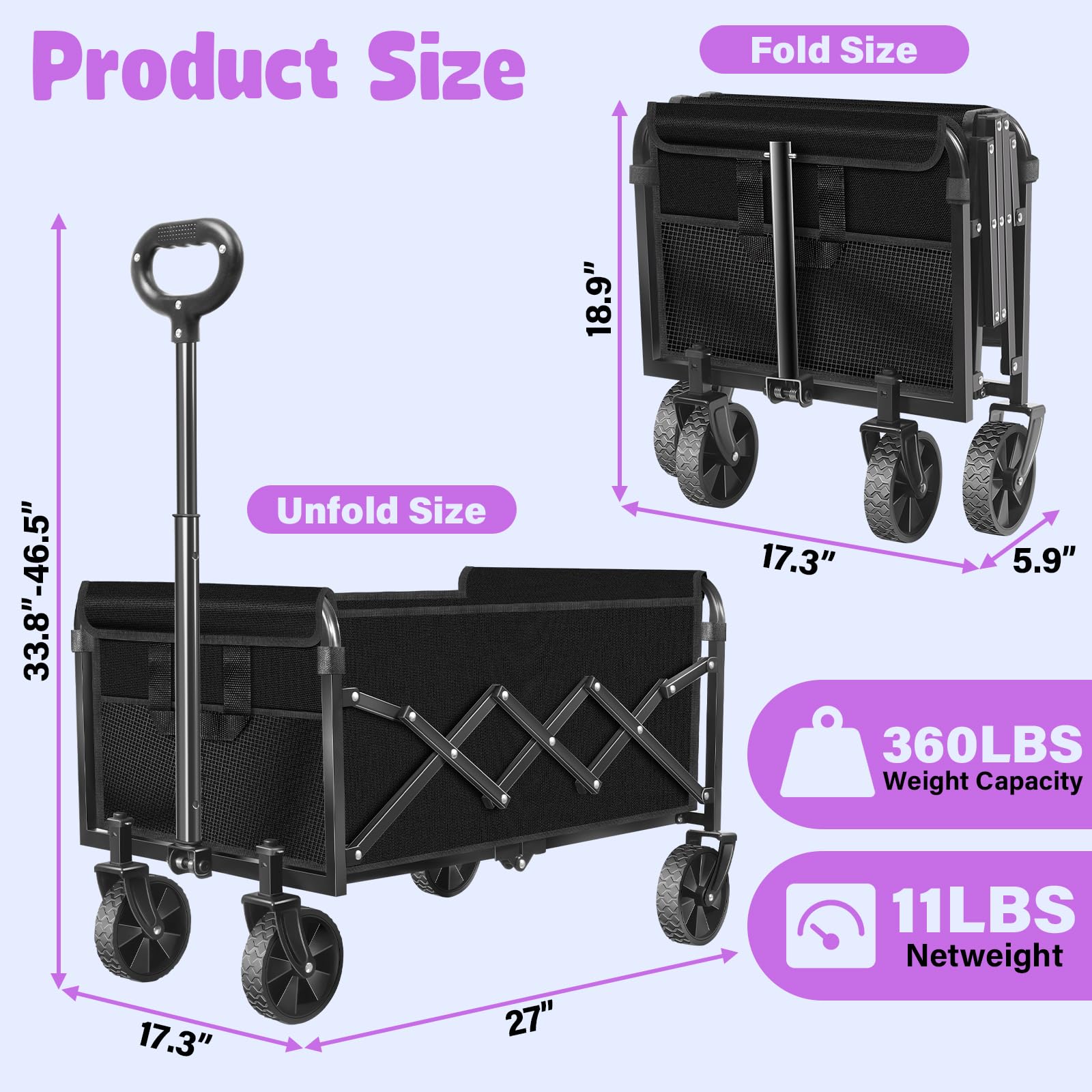 TOKXTIK Foldable Wagon Cart in a garden setting