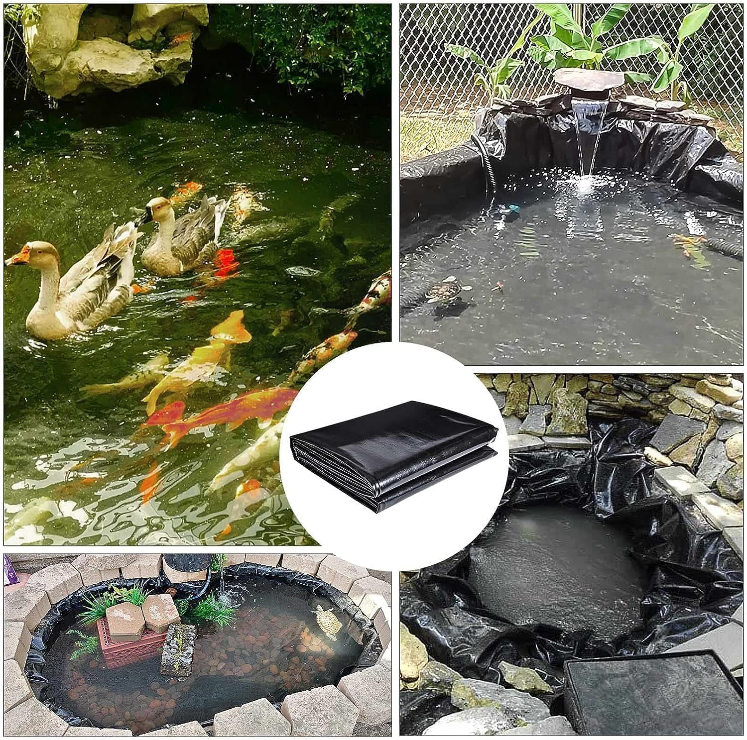 ToLanbbt Pond Liner laid out in a water garden