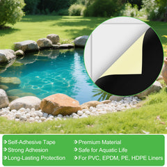 ToLanbbt pond liner repair patch applied to a pond liner